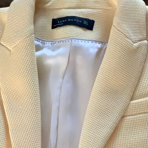 Zara Yellow Textured Knit SingleButton Blazer Sz S - Picture 7 of 10